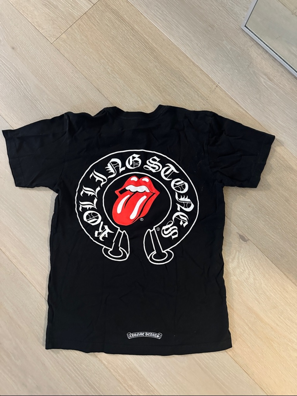 Chrome Hearts Black Short Sleeve Pocket Tee with White Logos